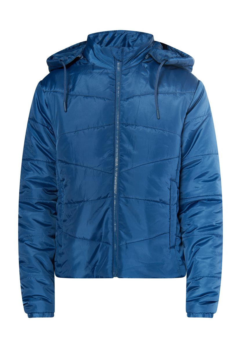 Glänzende Steppjacke mit Kapuze