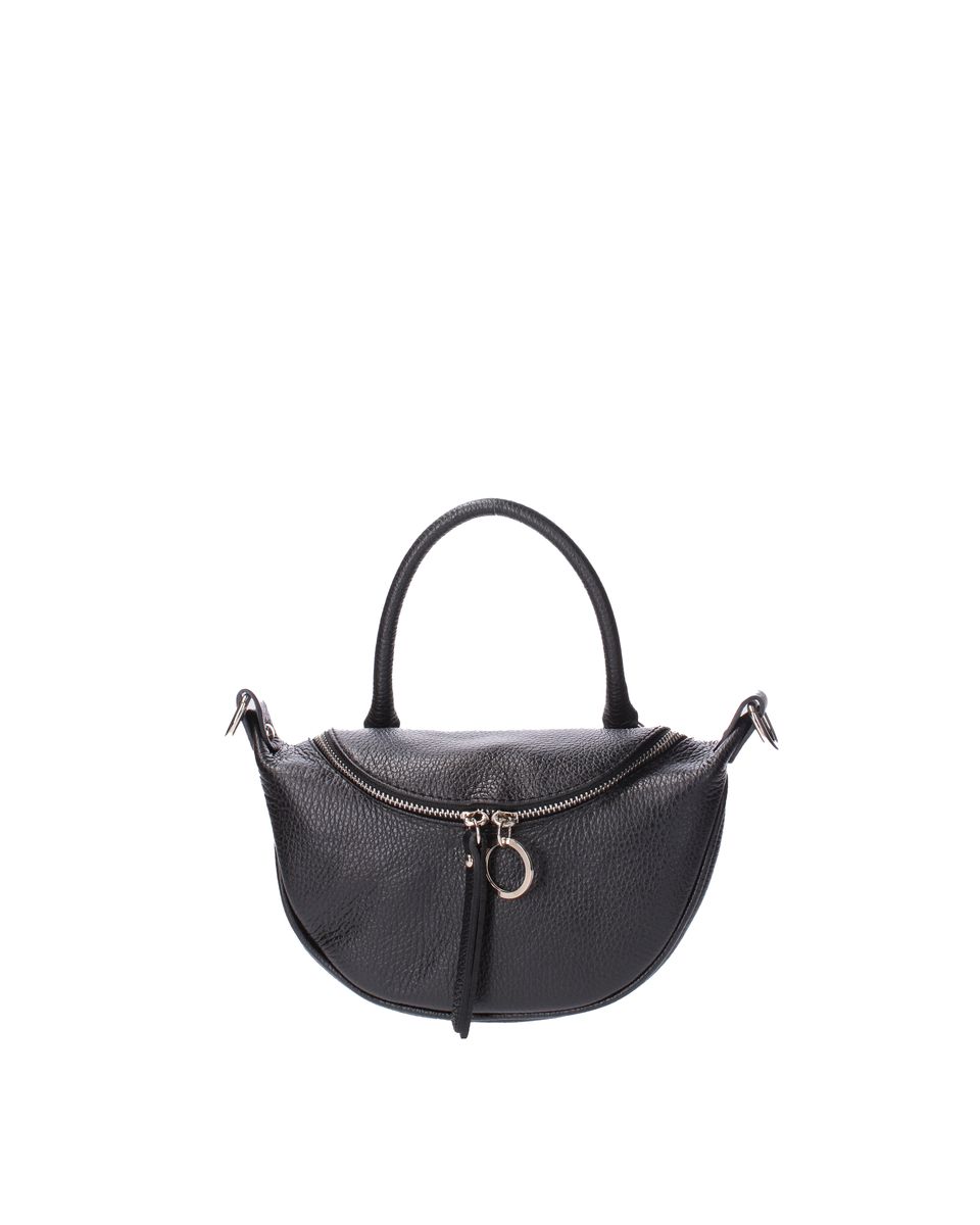 Genarbte Leder-Crescent-Handtasche