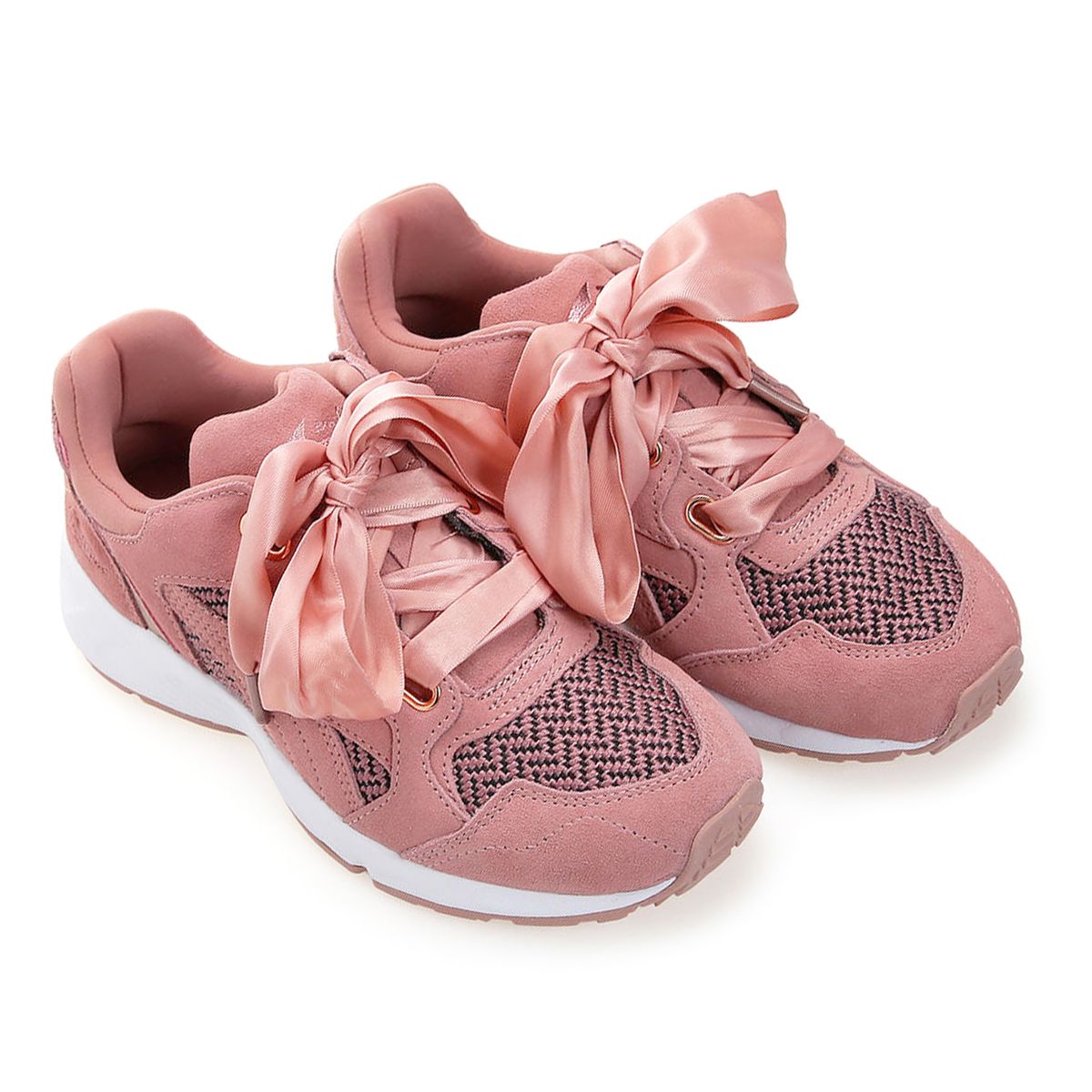 Wildleder-Sneaker mit Satinschleifen