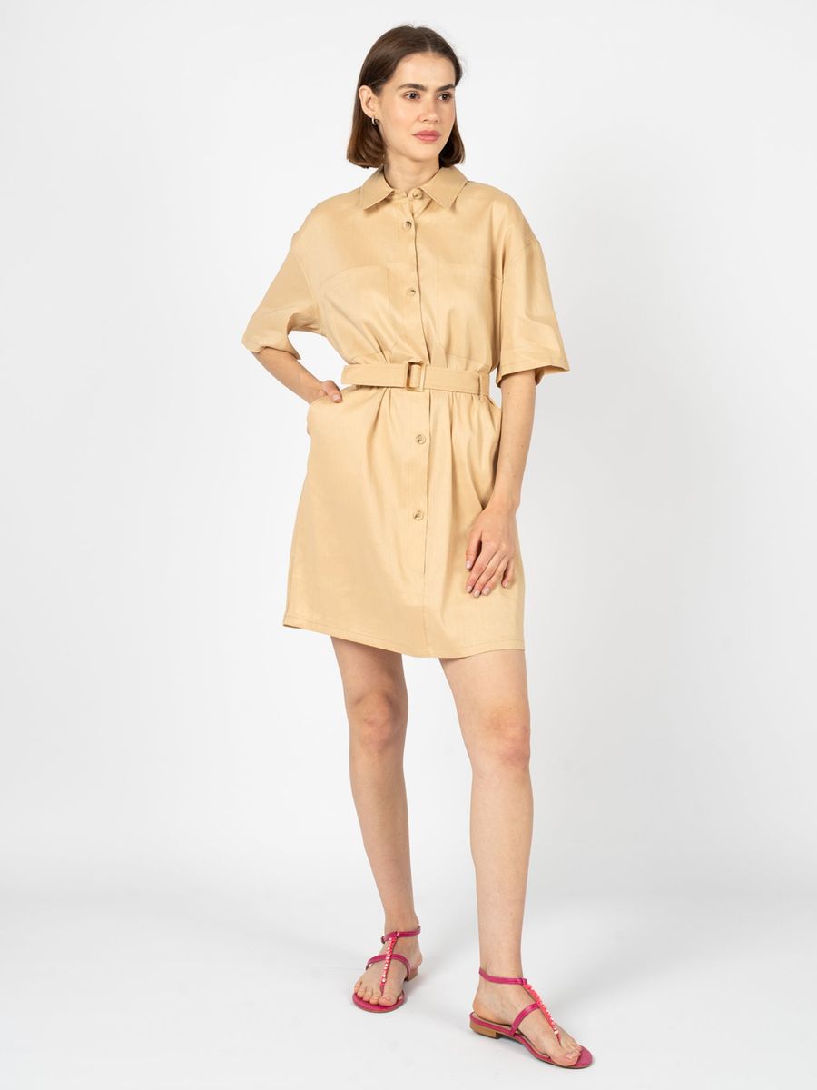 Mini-Hemdblusenkleid mit Gürtel