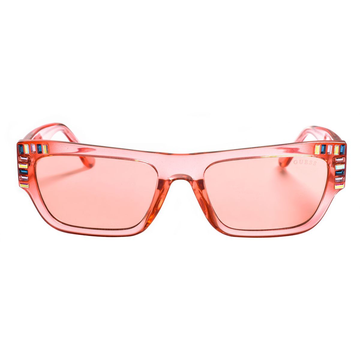 Rechteckige Acetat-Sonnenbrille mit Kristallverzierung