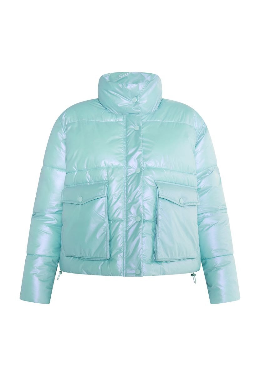 Irisierende Steppjacke mit XL-Taschen