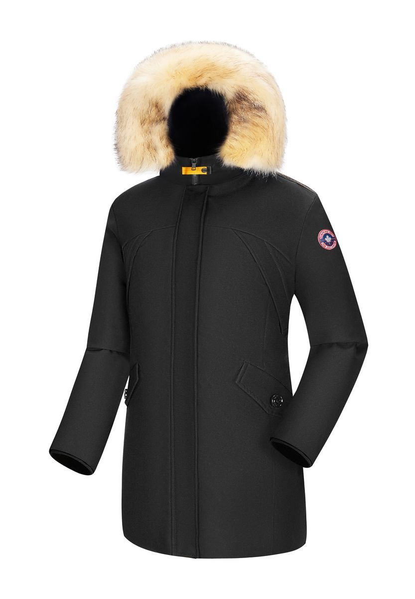 Gefütterter Kapuzenparka mit Pelzbesatz
