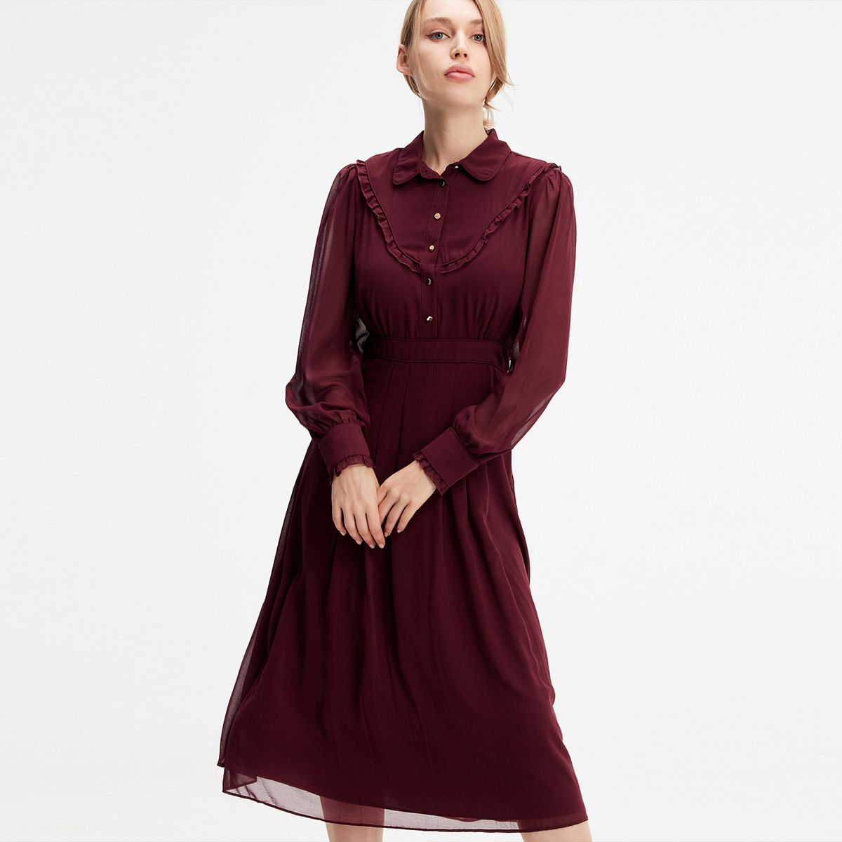 Retro Midi-Kleid mit Rüschen