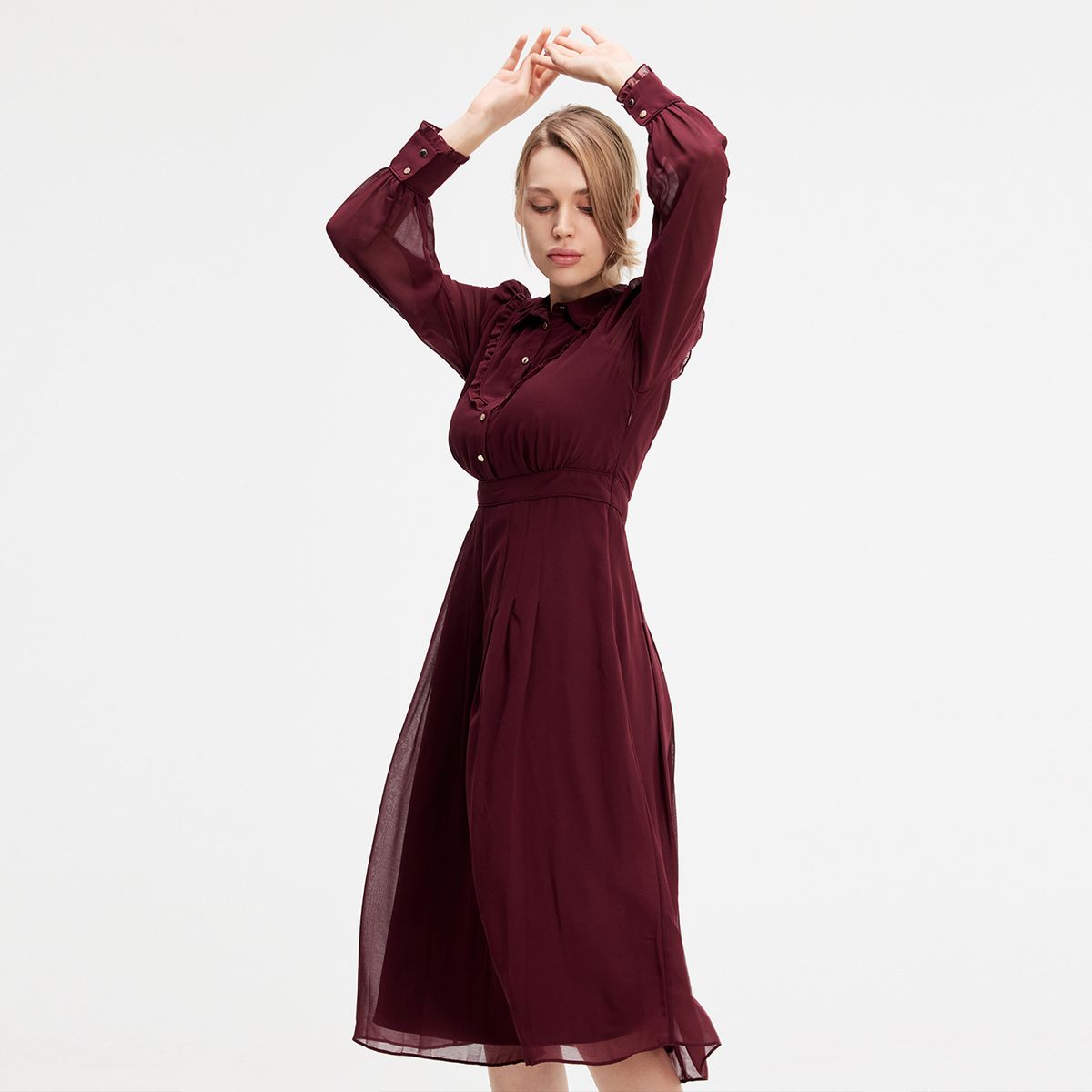 Retro Midi-Kleid mit Rüschen