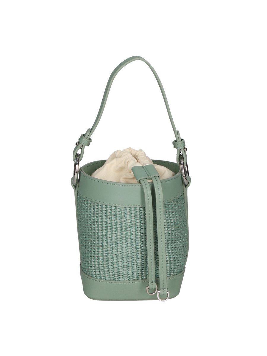 Beuteltasche aus Leder und Stroh