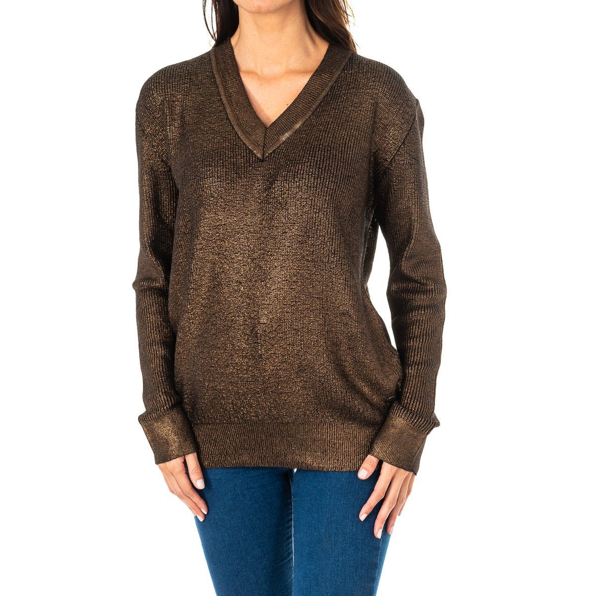 Strickpullover mit Metallic-Finish