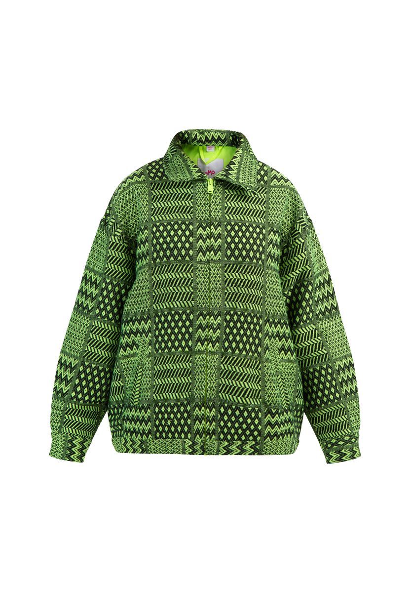 Oversized Blouson mit geometrischem Patchwork-Muster