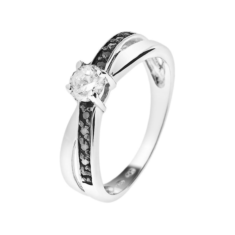 Eleganter Zirkonia Cross-Over Silberring