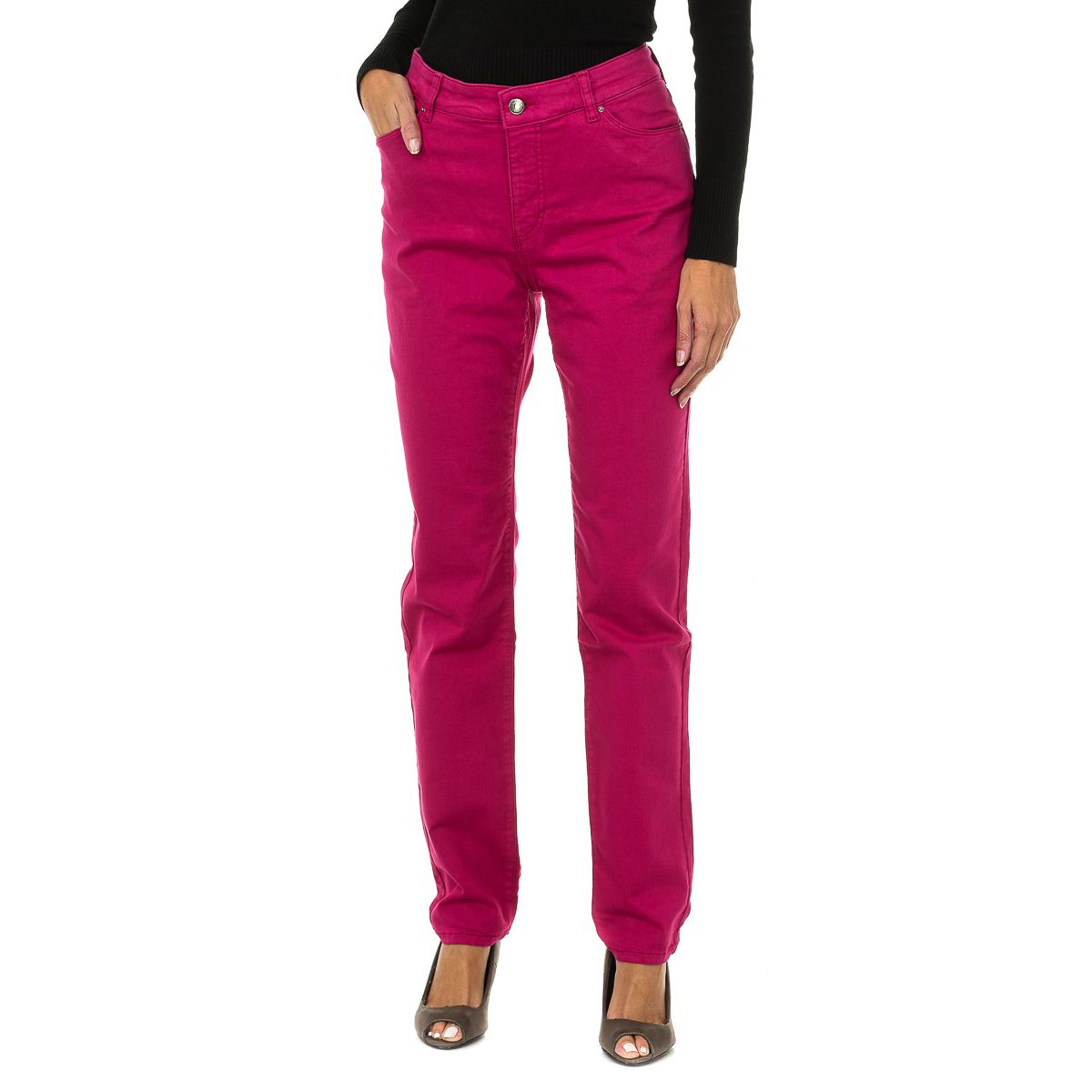 Stretch-Baumwollhose mit geradem Bein