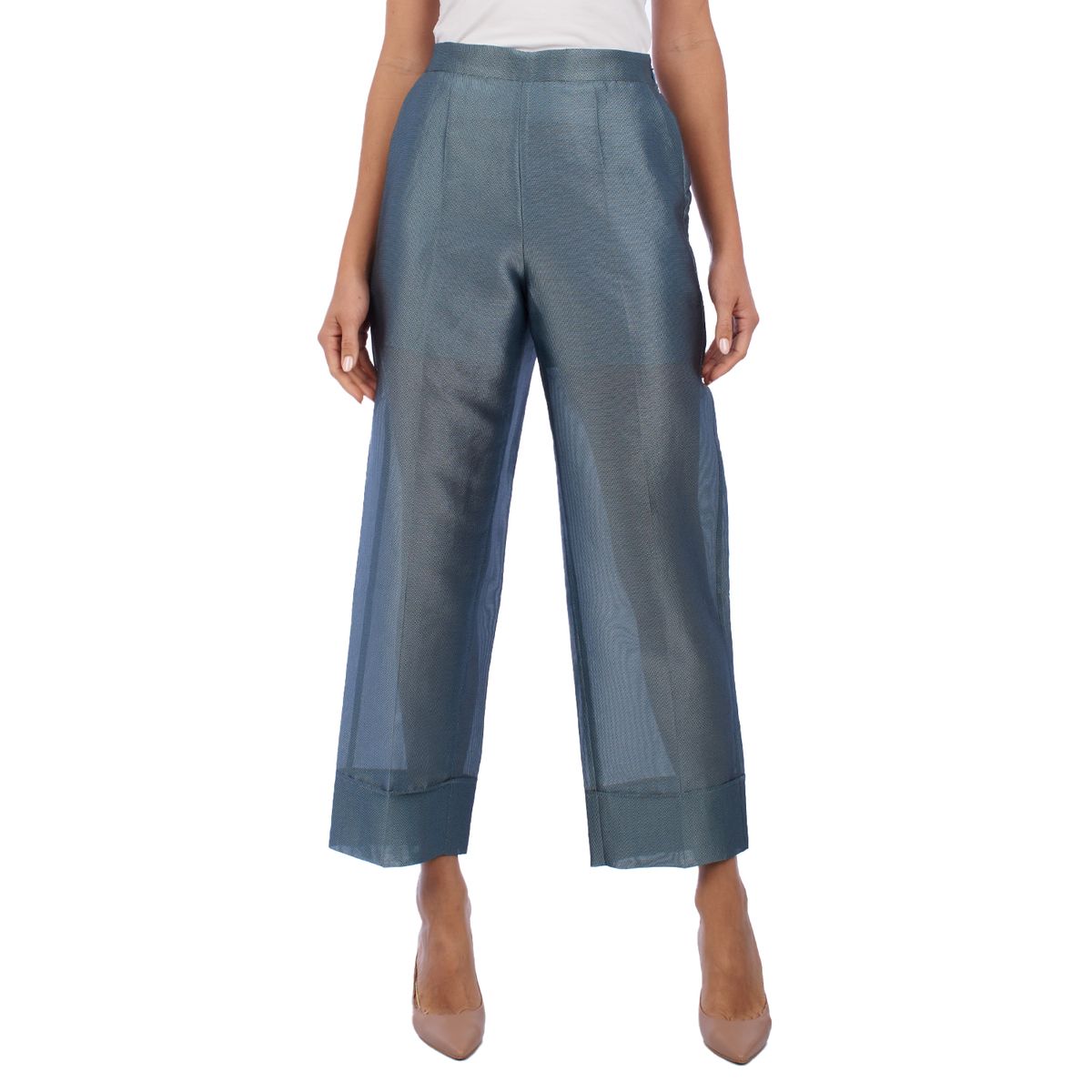 Transparente Palazzo-Hose aus Seidenmischung