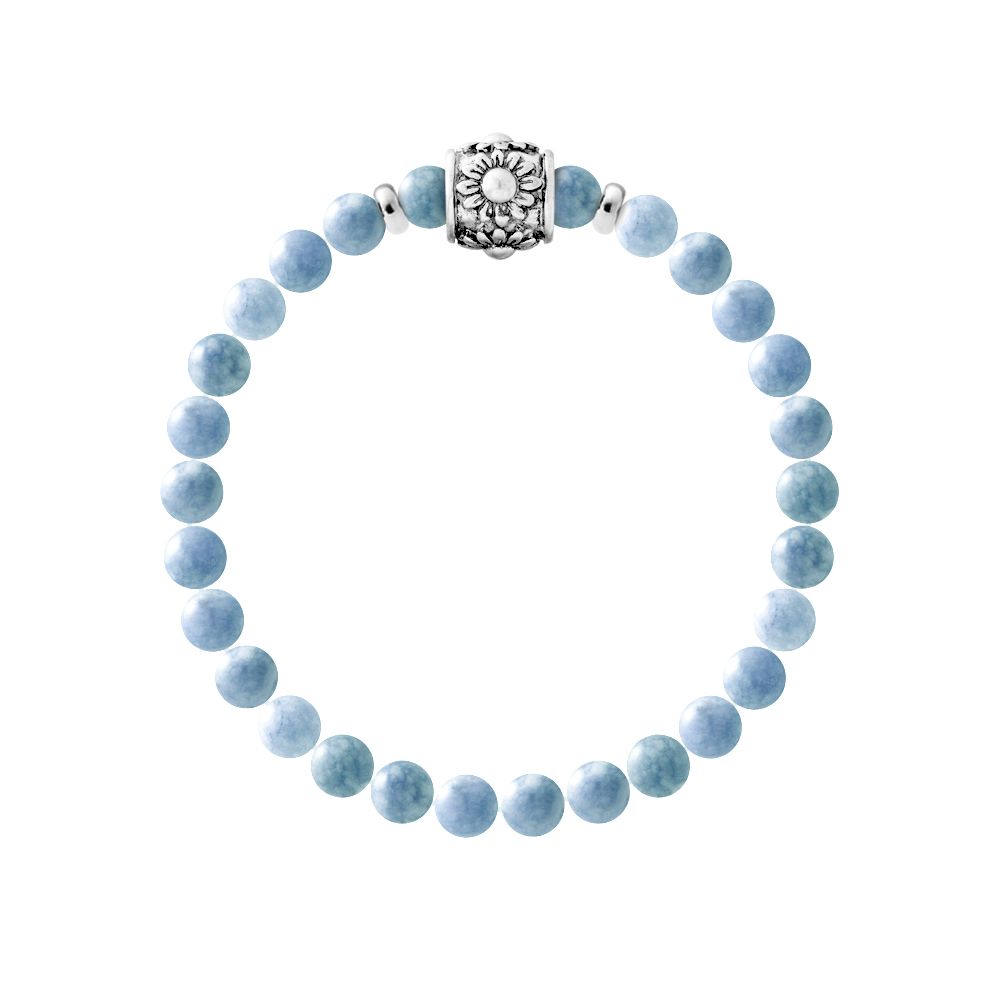 Silbernes Perlenarmband mit Edelstein