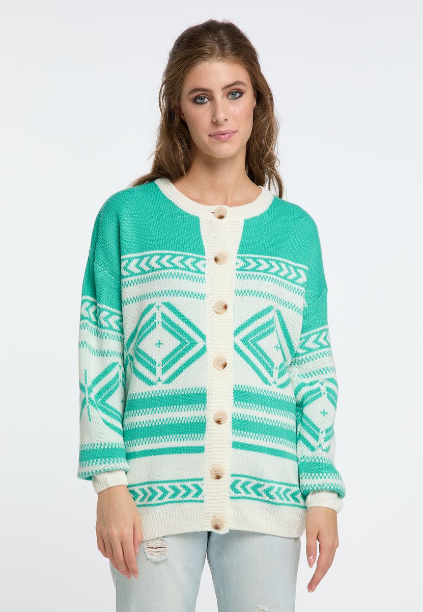 Oversized Strickjacke mit Ethno-Muster