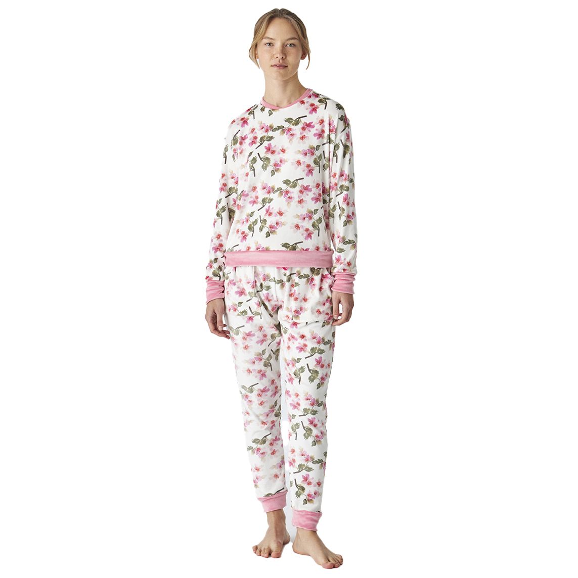Florales Samt-Pyjama-Set