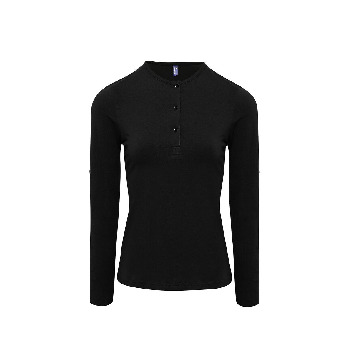 Langarm-Henley-Shirt mit Krempelärmeln