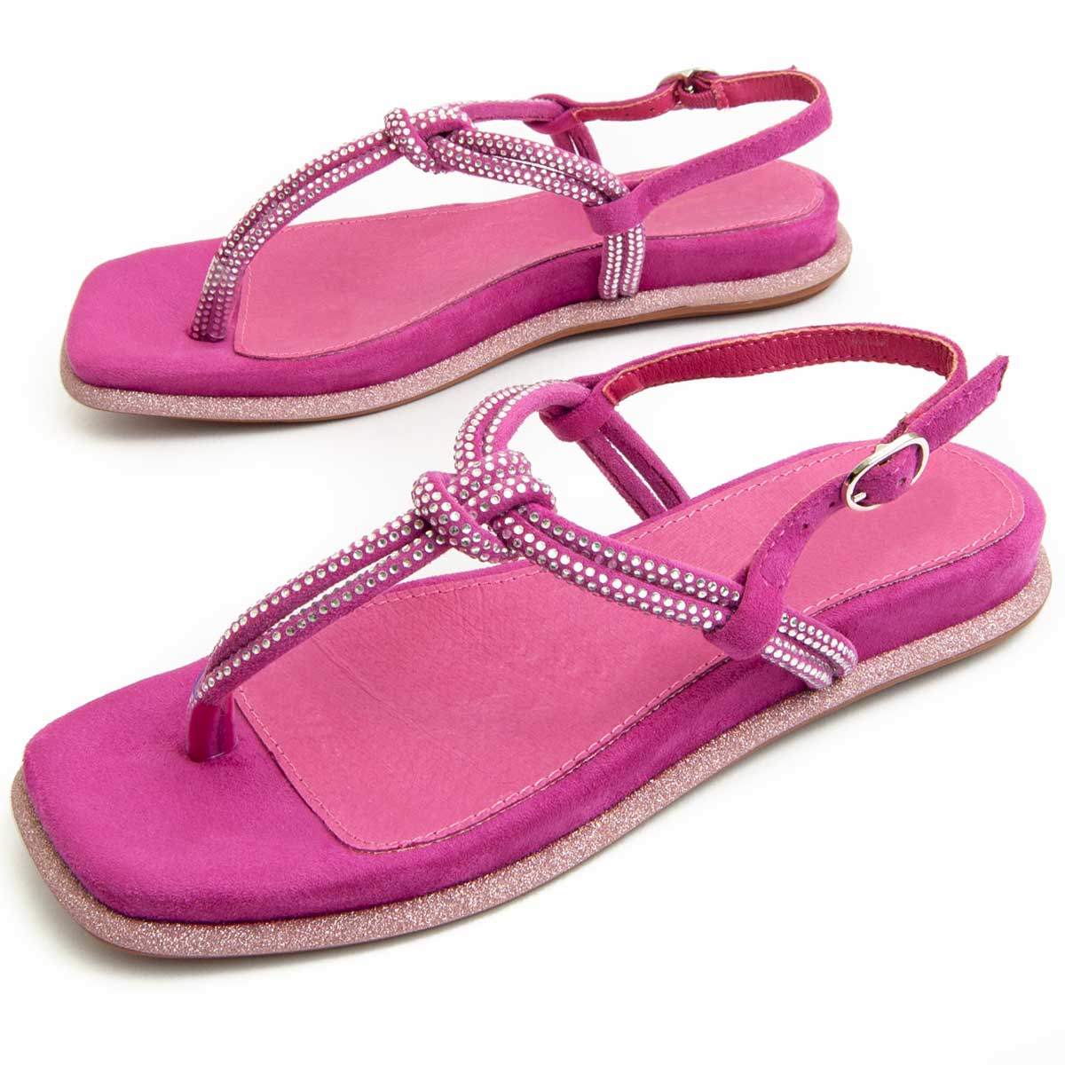 Riemchen-Sandalen mit funkelnden Knotendetails
