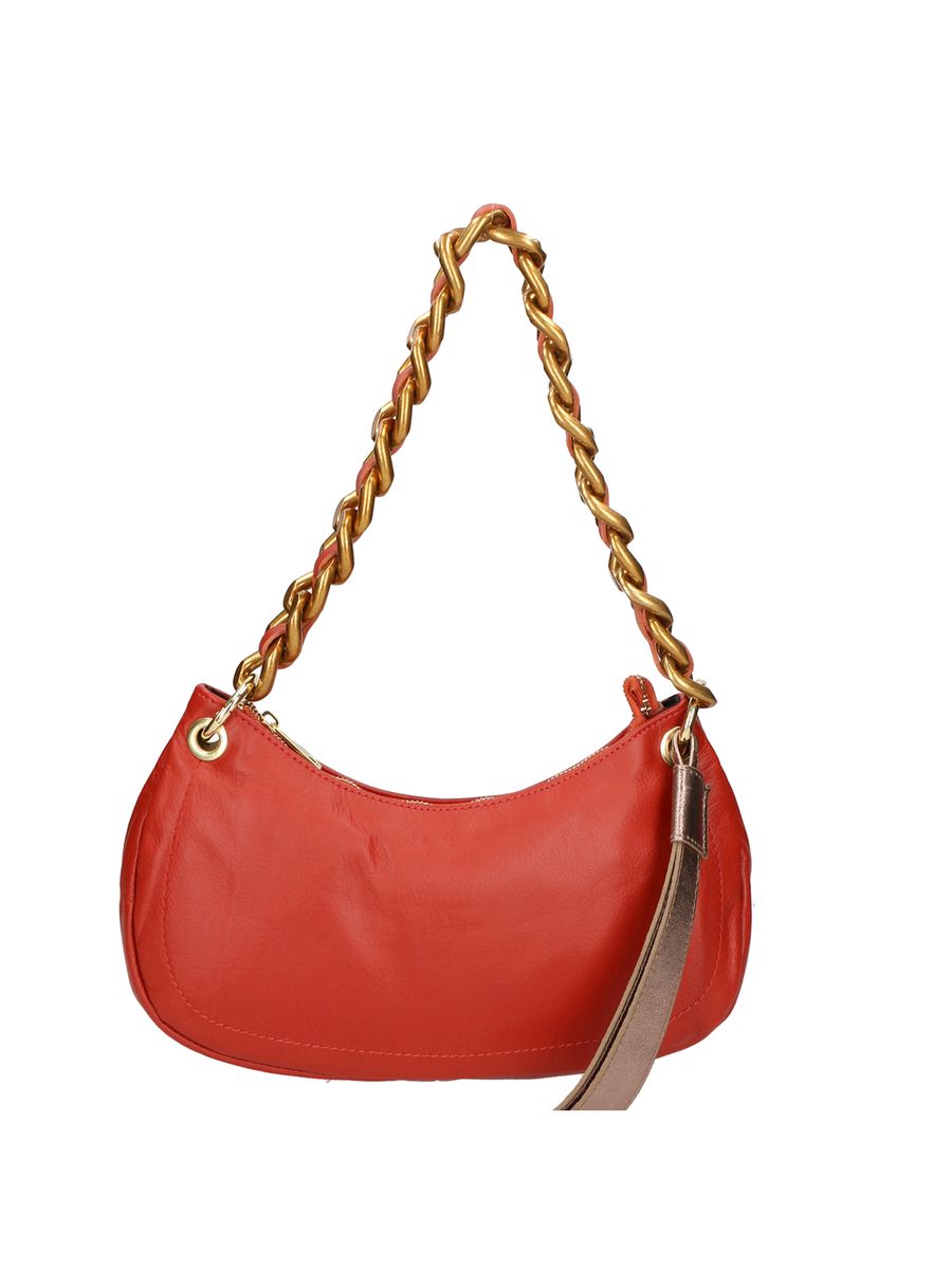 Halbmond-Ledertasche mit Kette
