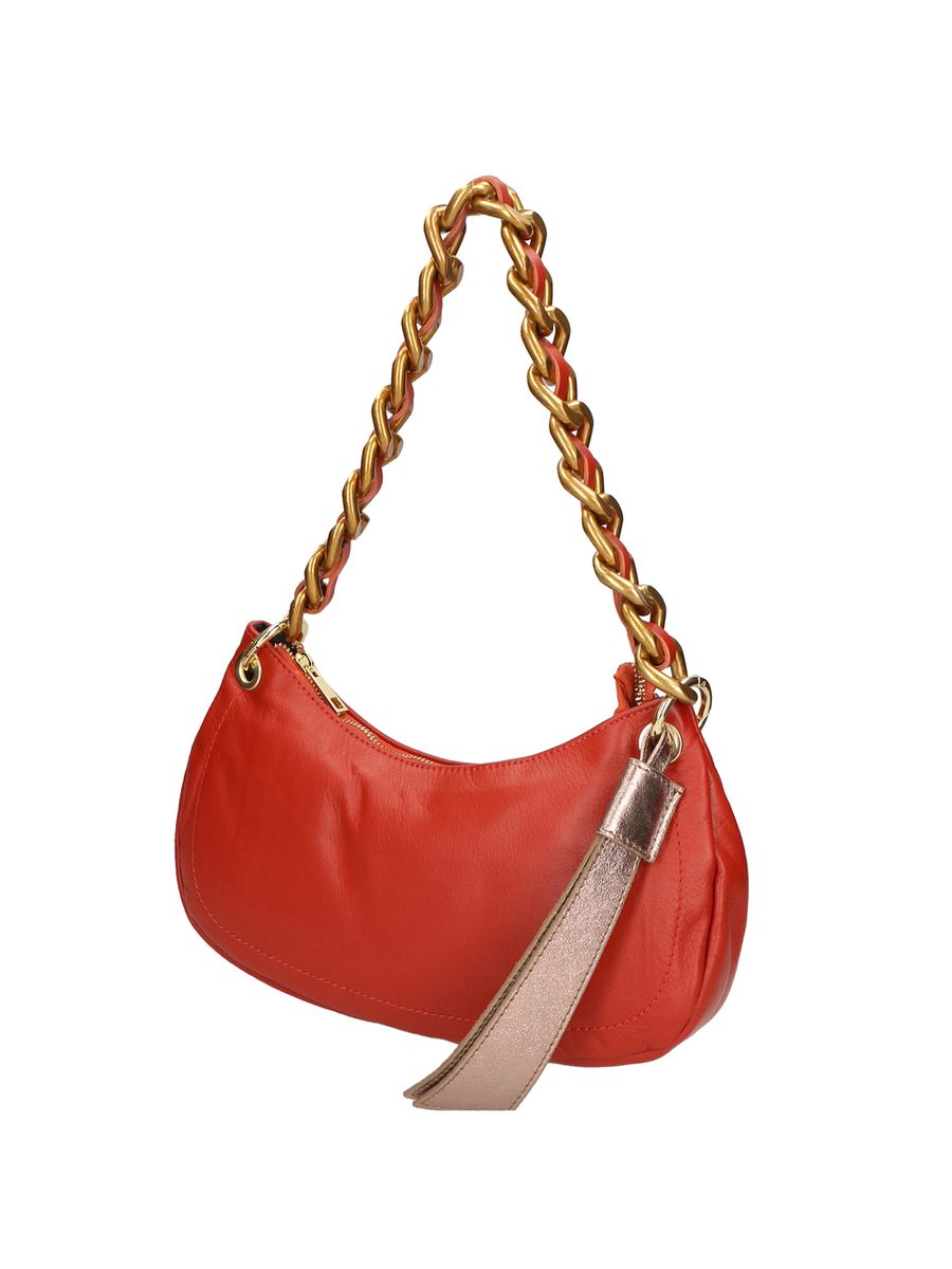 Halbmond-Ledertasche mit Kette