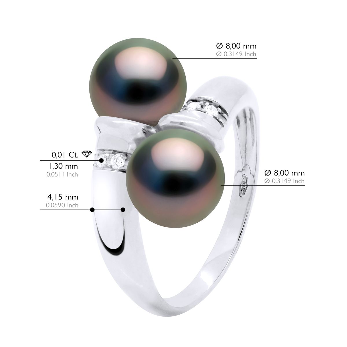 Toi-et-Moi Perlenring mit Diamanten