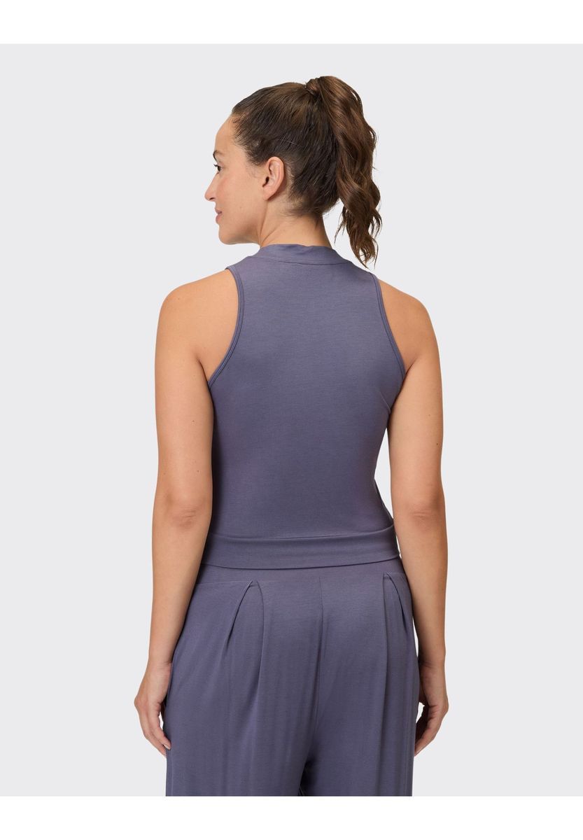 Tanktop mit Stehkragen und Knotendetail