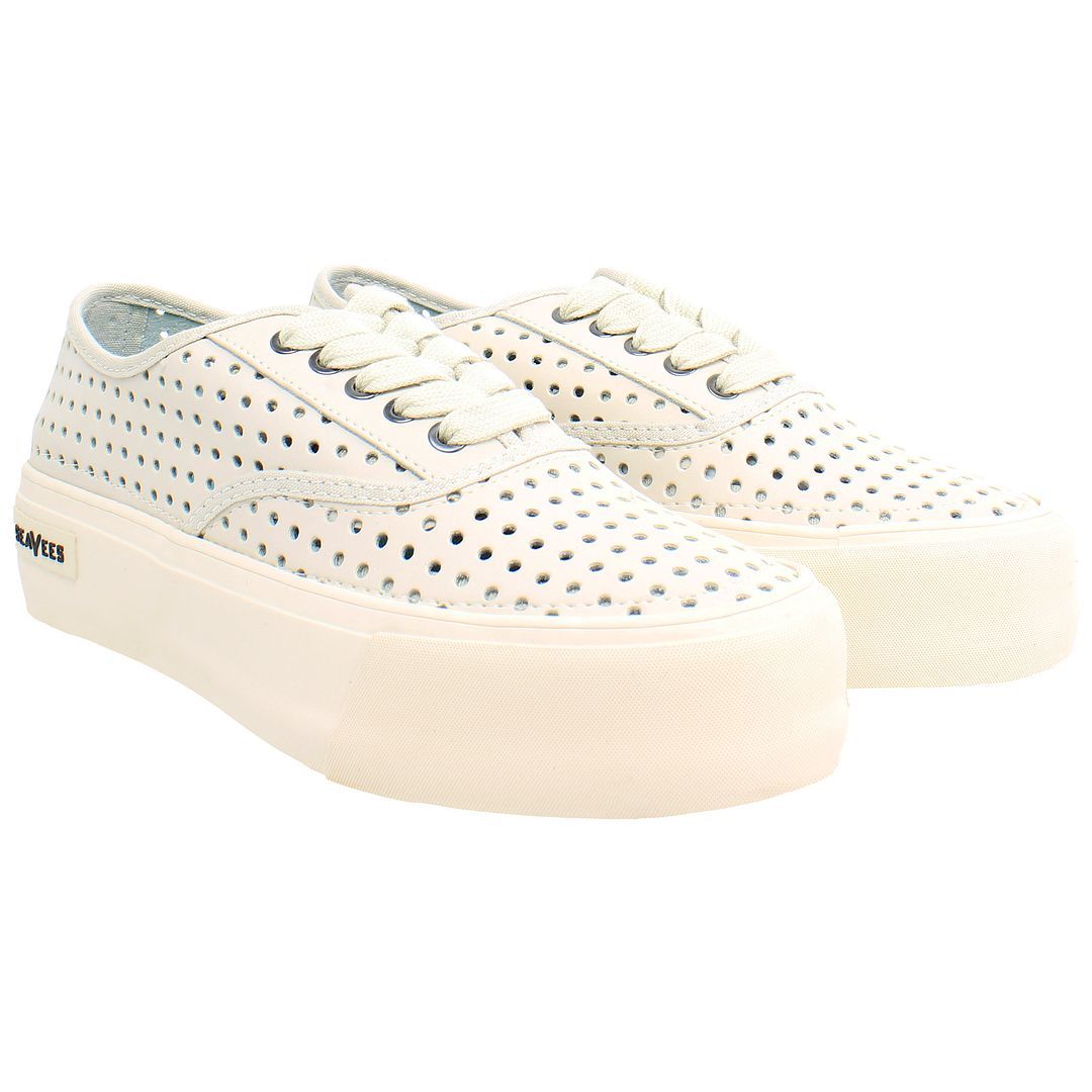 Perforierte Leder-Plateau-Sneaker