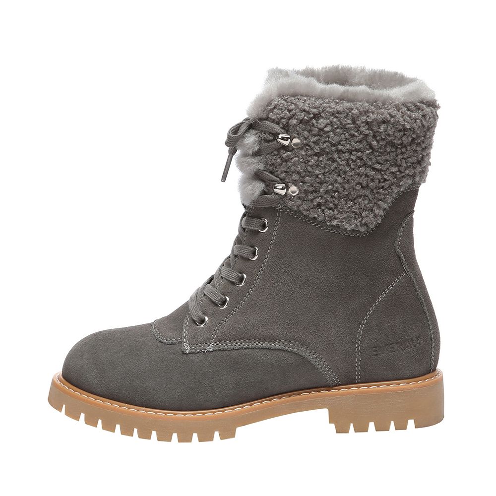 Klobige Wildleder-Schnürstiefel
