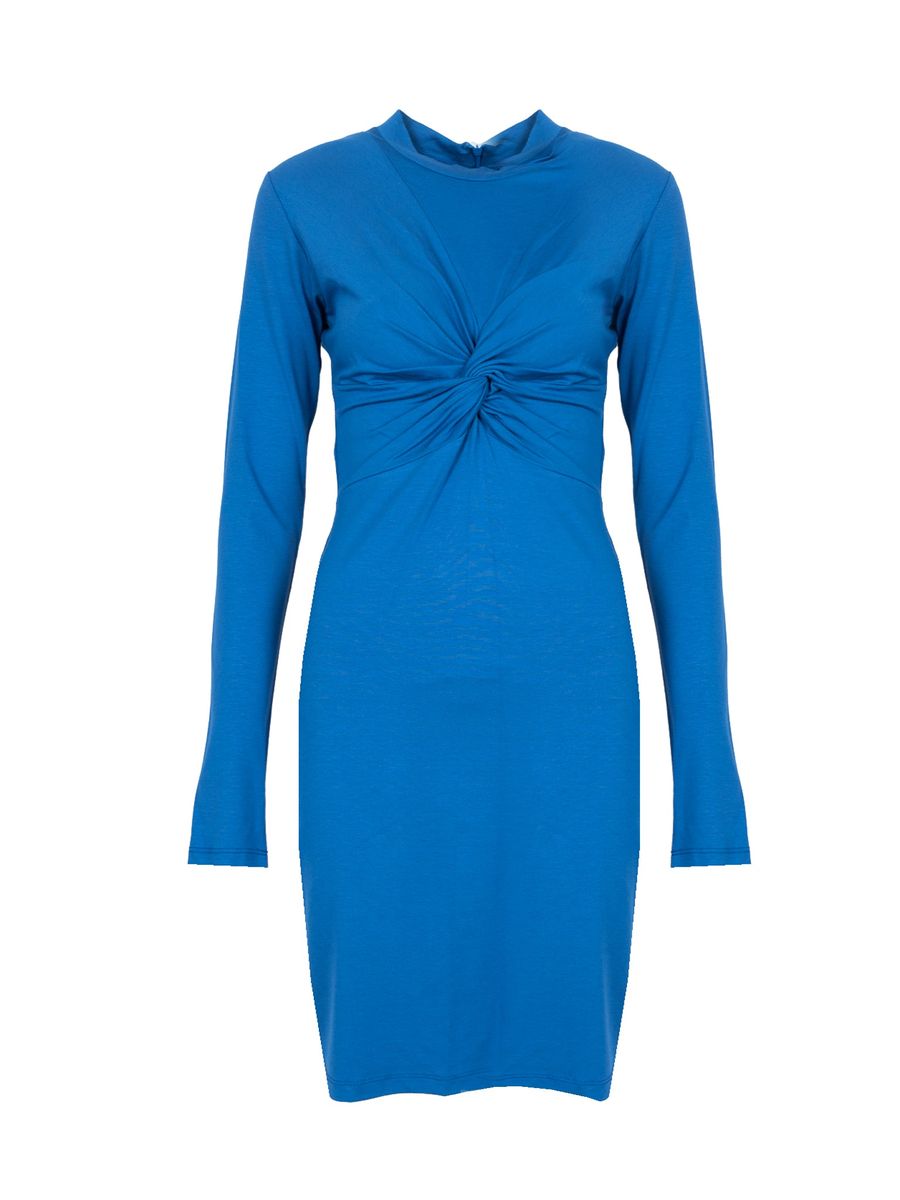 Midi-Kleid mit Knotendetail und Stehkragen