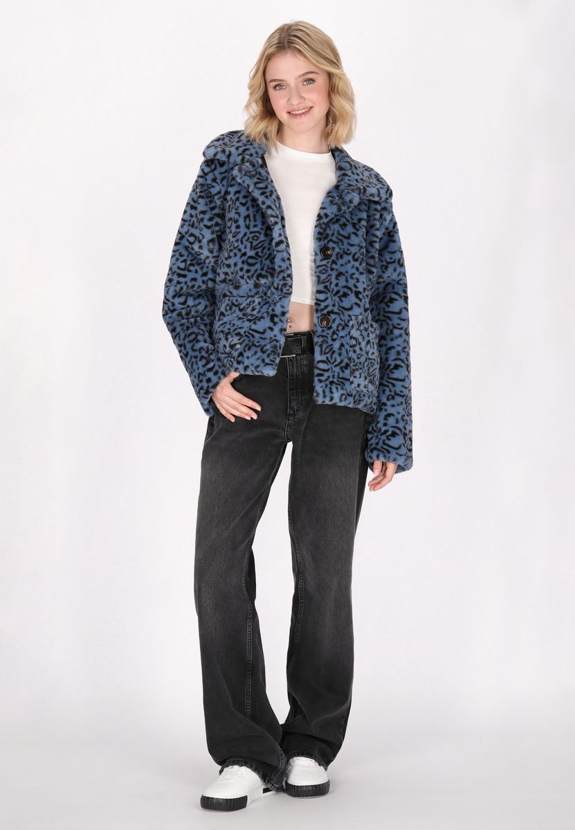 Kunstfelljacke mit Leopardenmuster