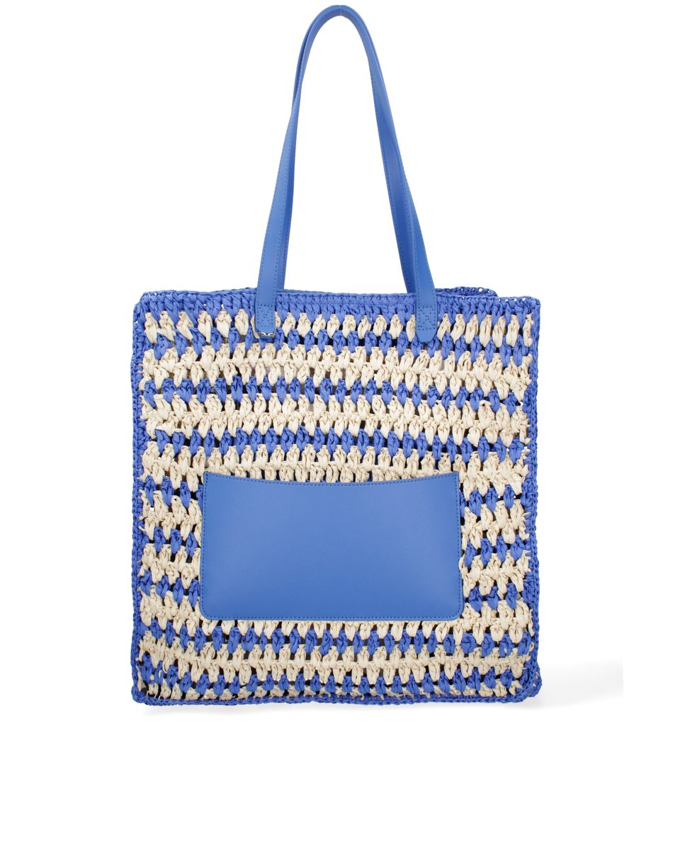 Geflochtener Stroh-Shopper mit Ledertasche