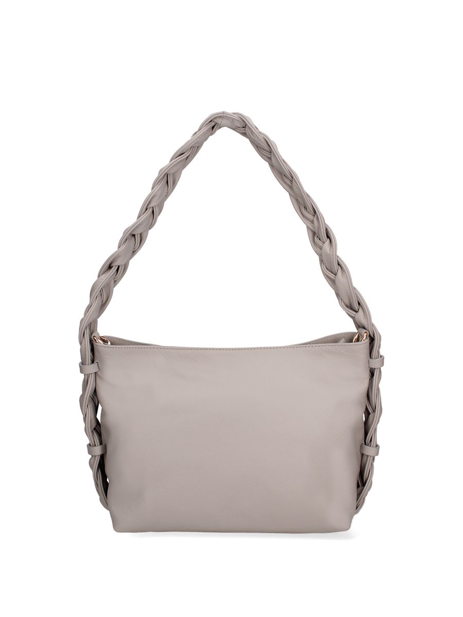 Leder-Schultertasche mit geflochtenem Henkel