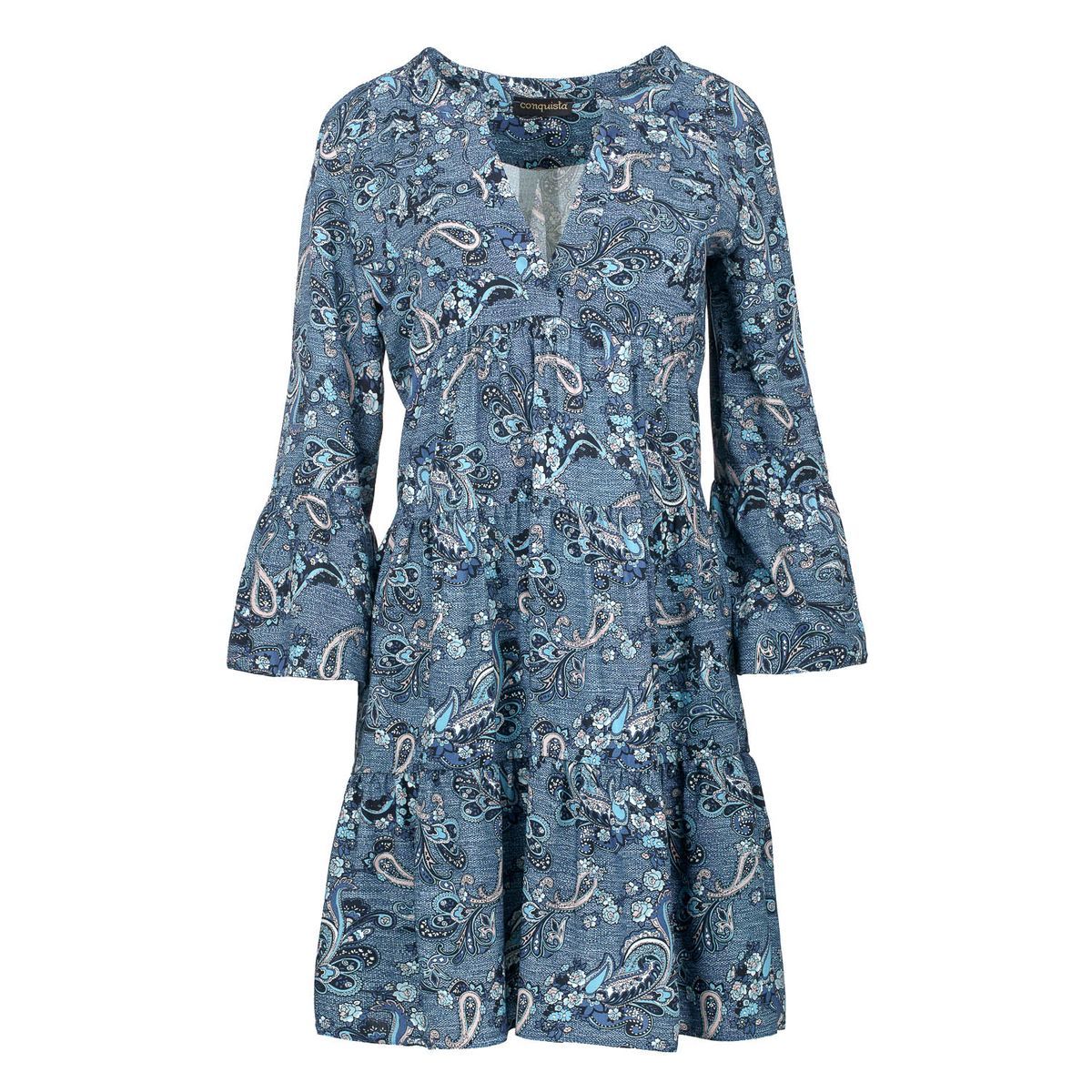 Gestuftes Paisleymuster A-Linien-Kleid