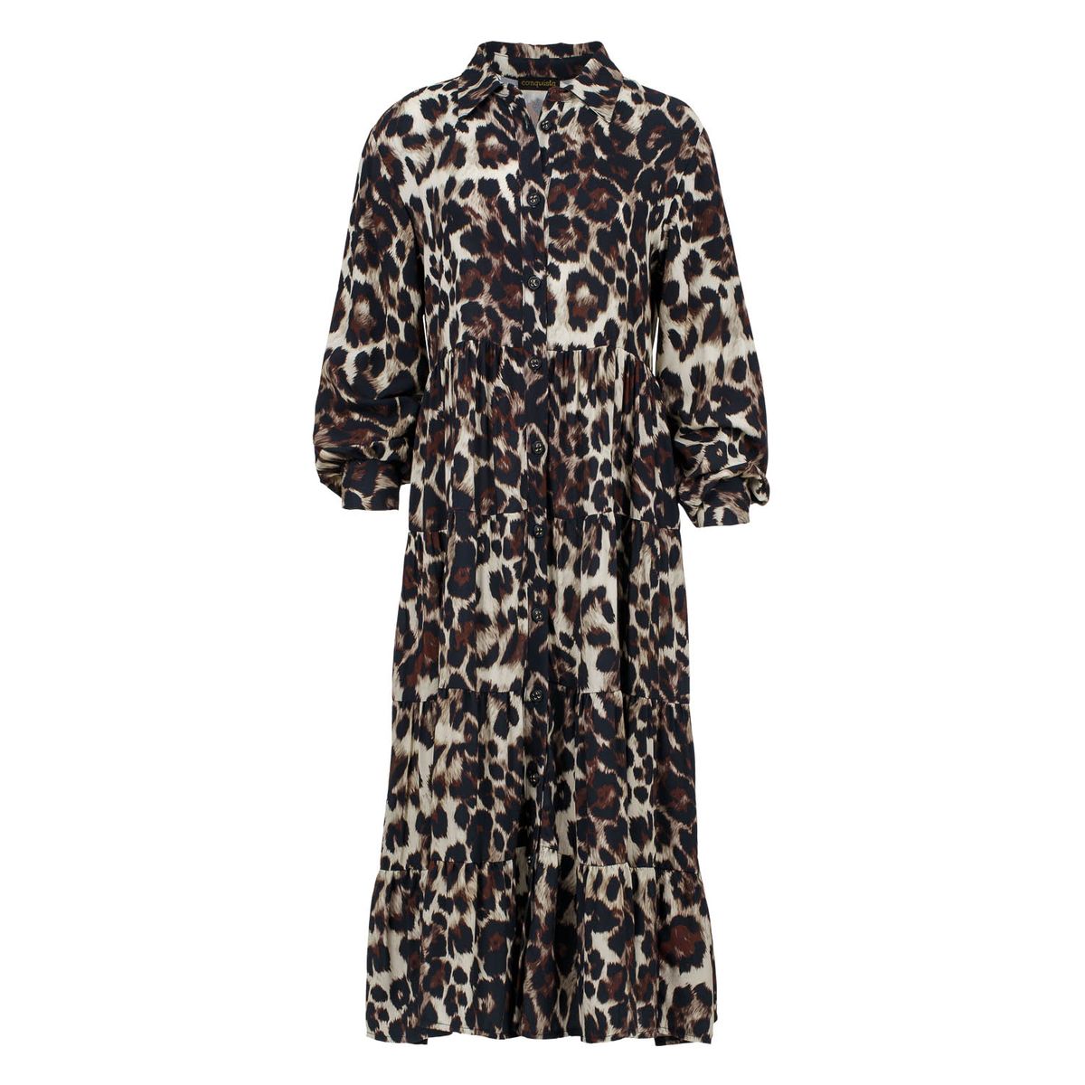 Gestuftes Leoparden-Hemdblusenkleid
