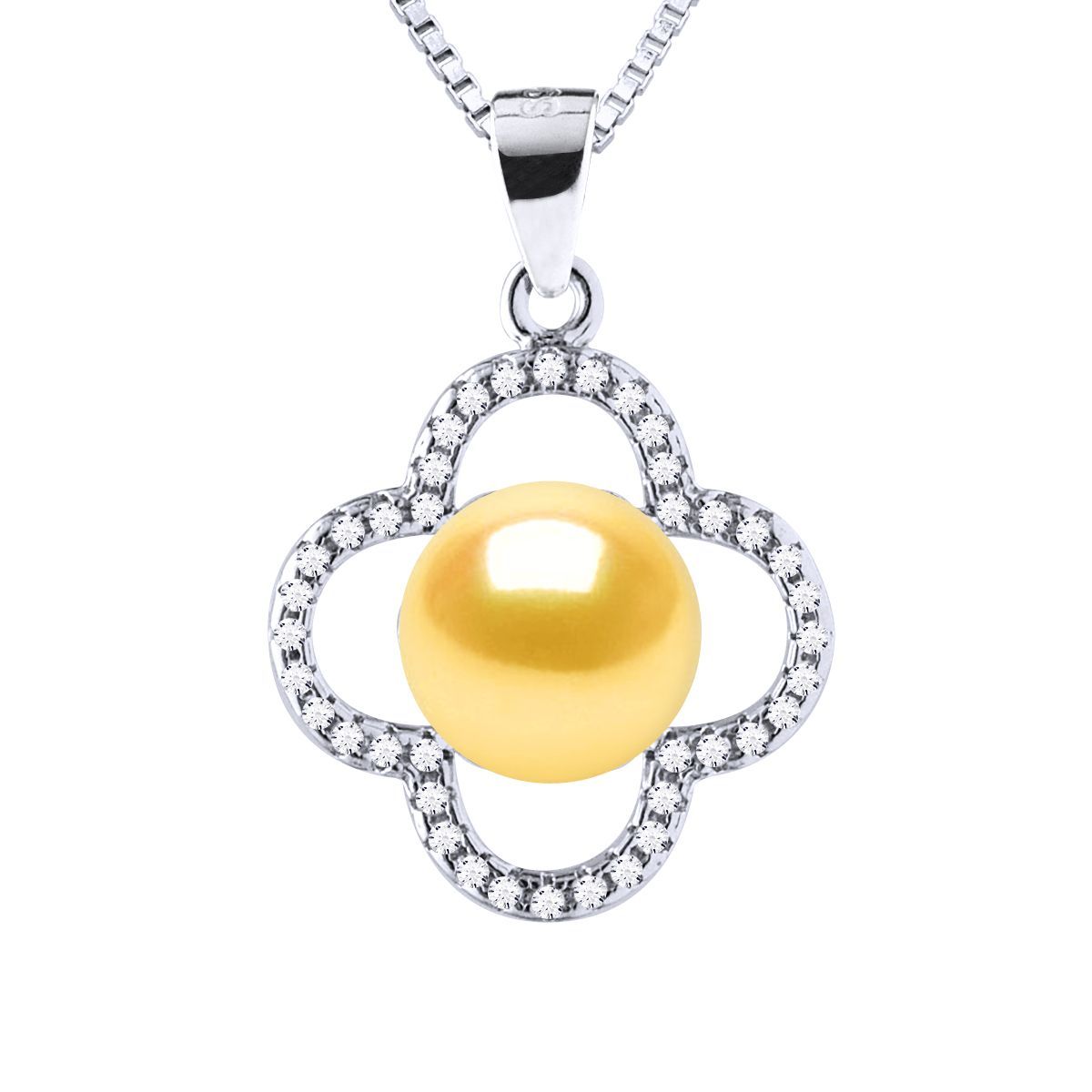 Kleeblatt-Anhänger mit Goldener Perle