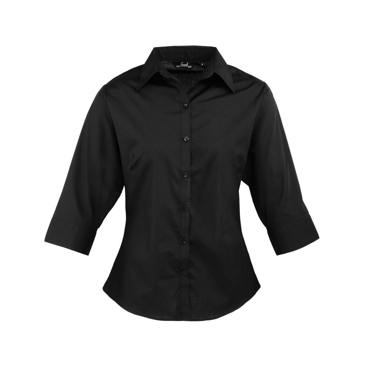 Taillierte Popeline-Bluse mit 3/4-Ärmeln