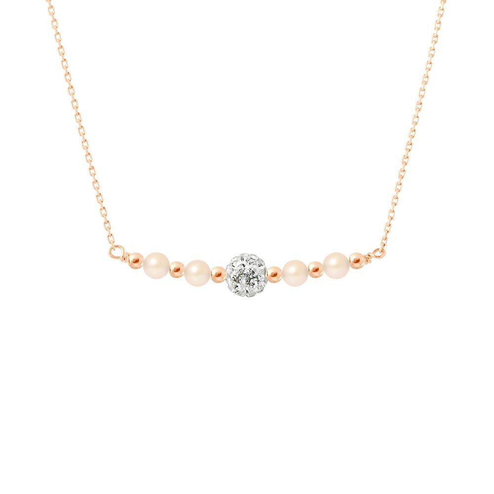 Elegante Perlen-Kristall-Halskette im Balken-Design