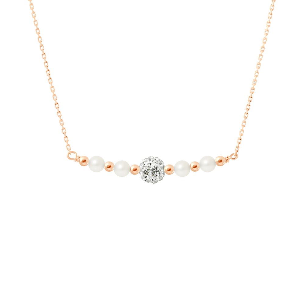 Elegante Perlen-Kristall-Halskette im Balken-Design