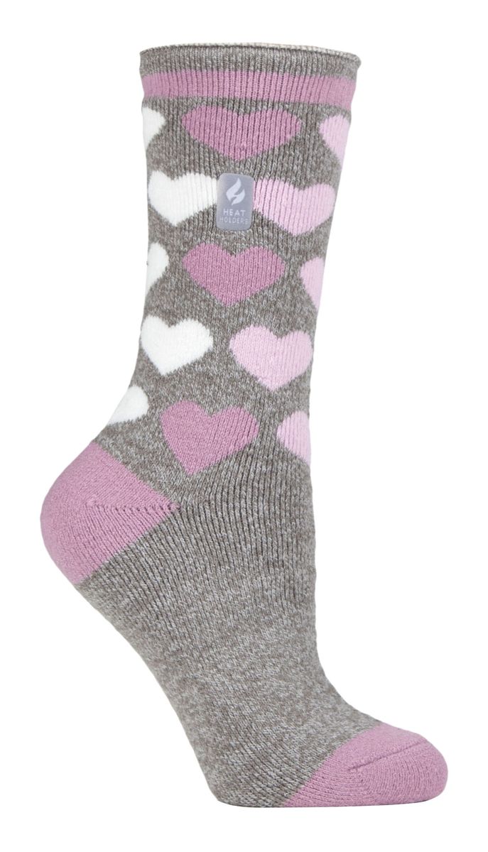 Thermosocken mit Herzmuster in Wadenlänge
