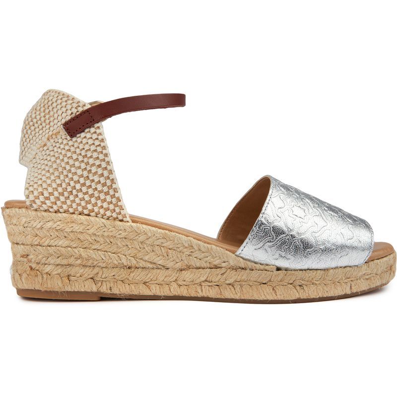 Metallic Espadrille-Keilsandalen