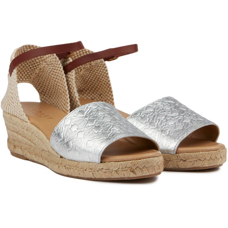 Metallic Espadrille-Keilsandalen