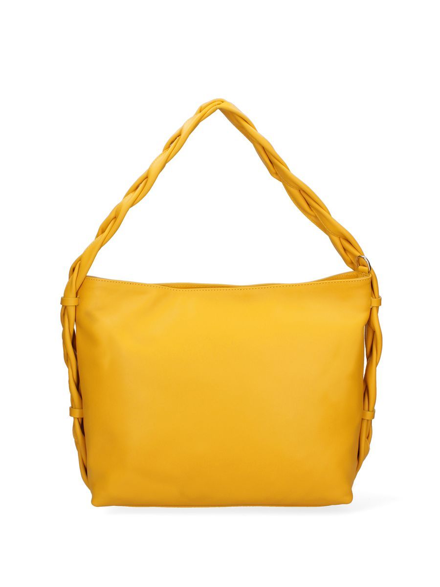 Leder-Schultertasche mit Flecht-Detail