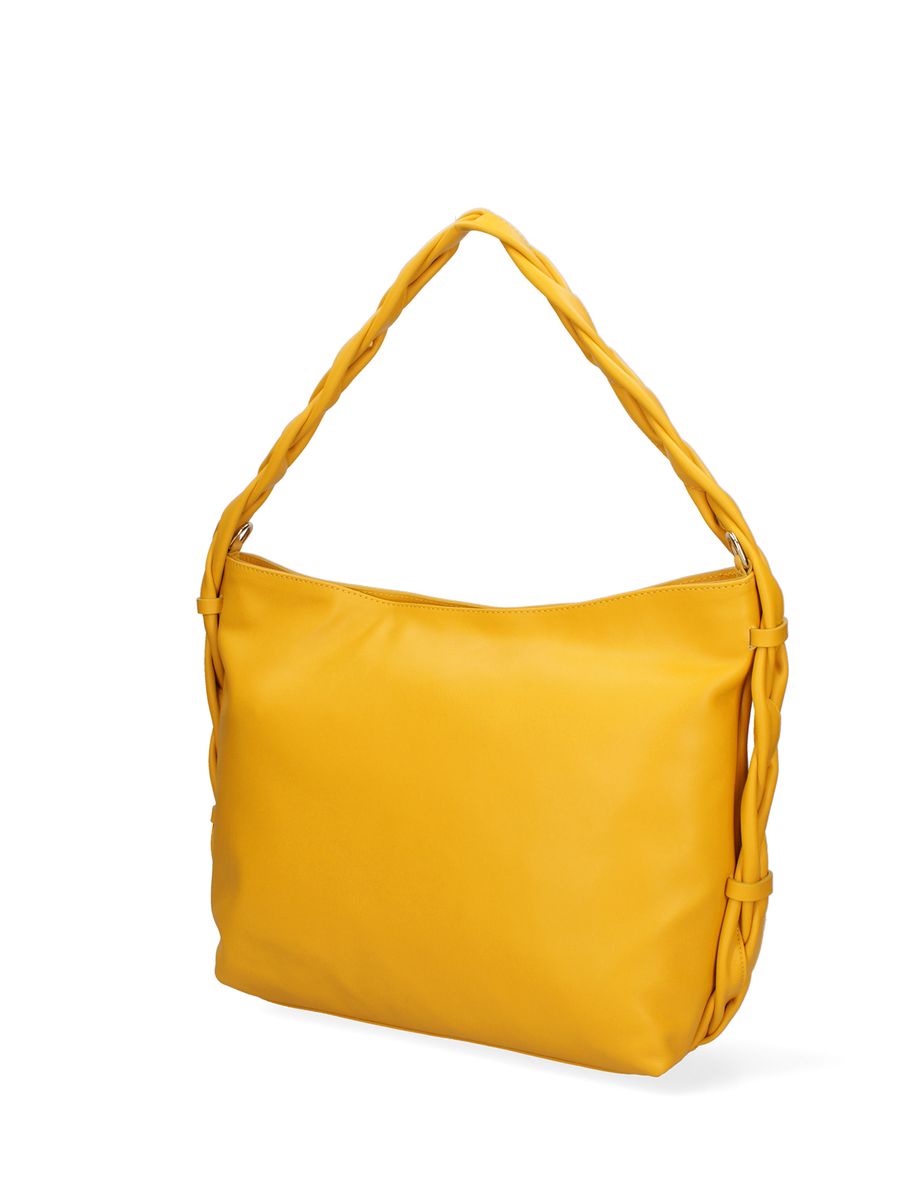 Leder-Schultertasche mit Flecht-Detail