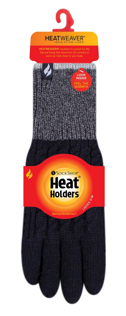 Thermohandschuhe mit Zopfmuster für den Winter