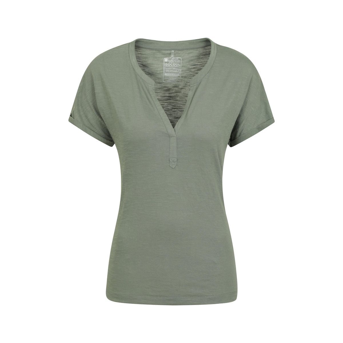 Slub-Funktionsshirt mit Notch-Ausschnitt