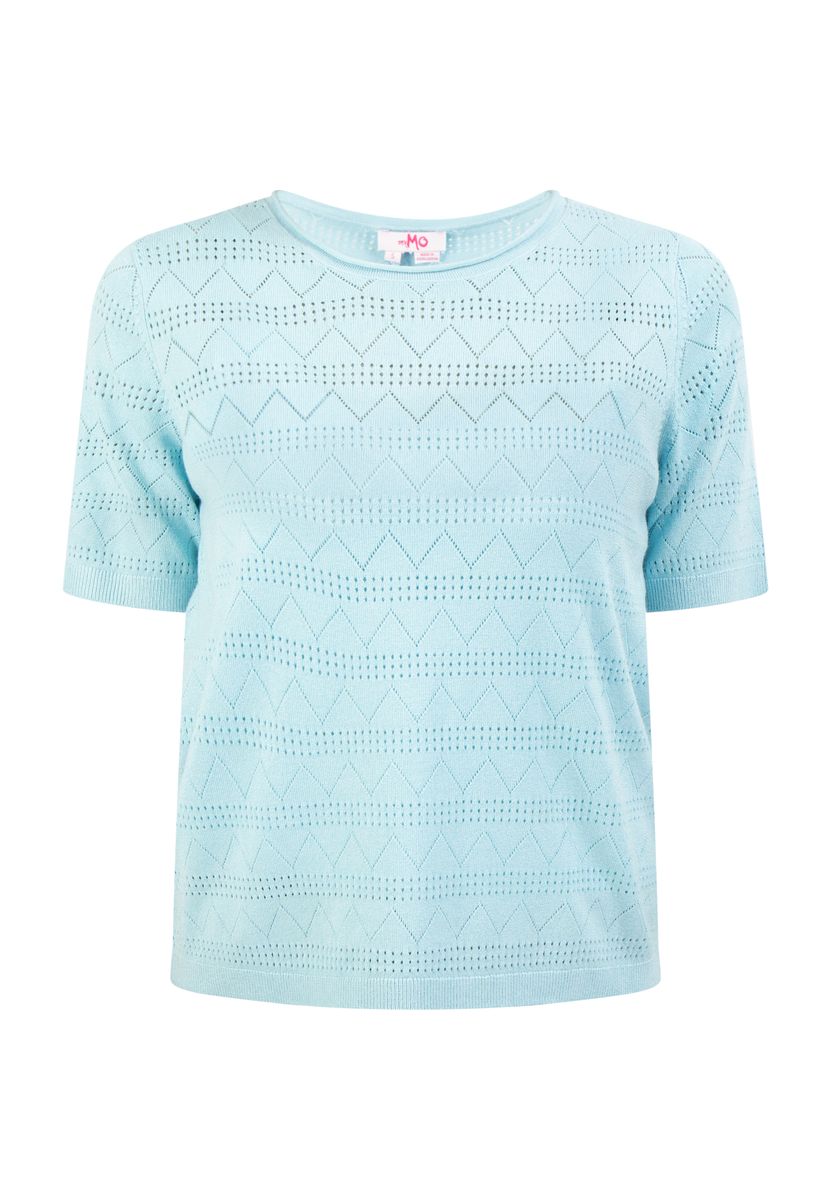 Kurzarm-Strickpullover mit Lochstrick-Muster