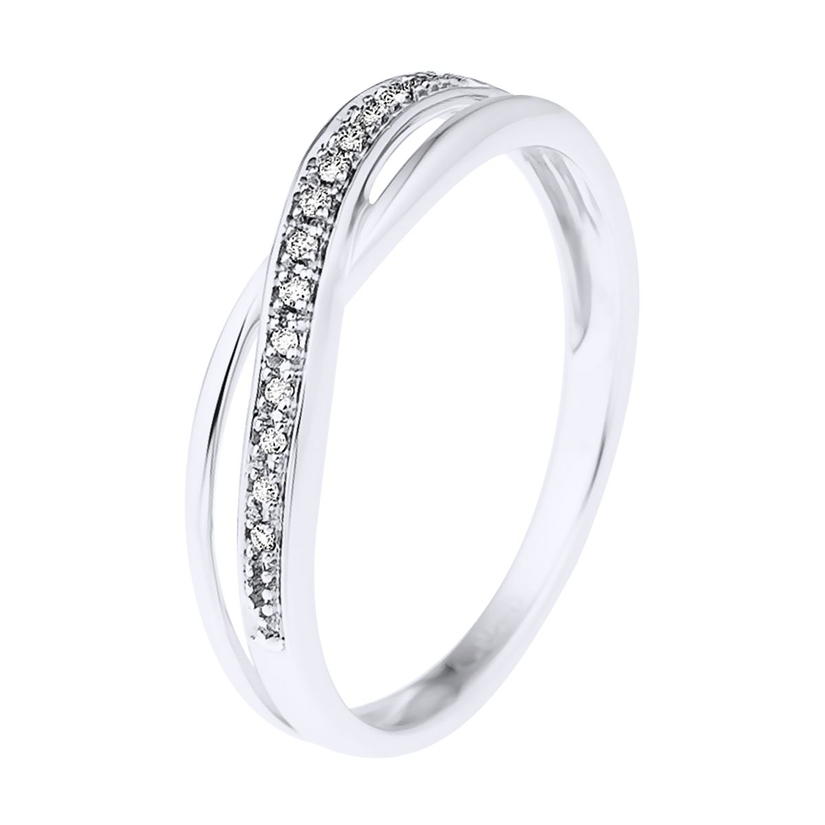 Diamant-Crossover-Ring aus Weißgold