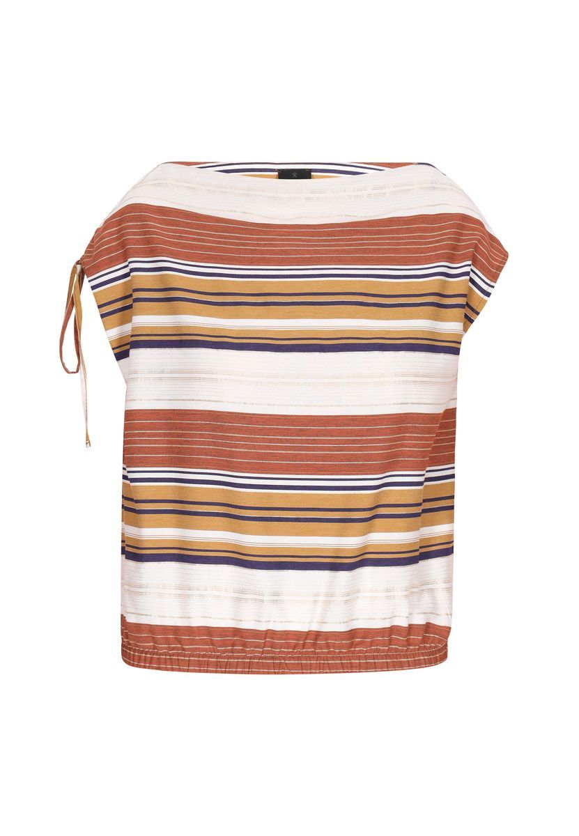 Gestreifte U-Boot-Ausschnitt Bluse