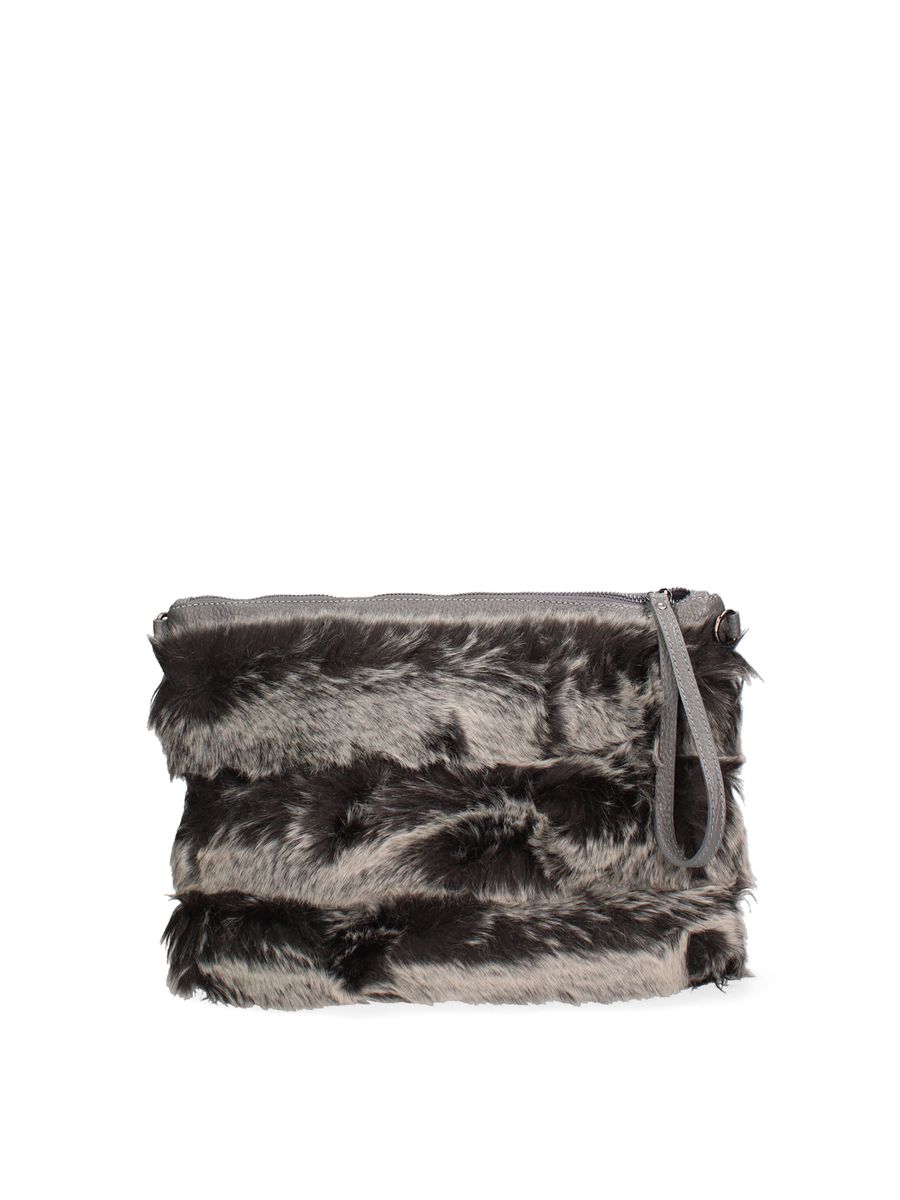 Gestreifte Clutch aus Kunstpelz