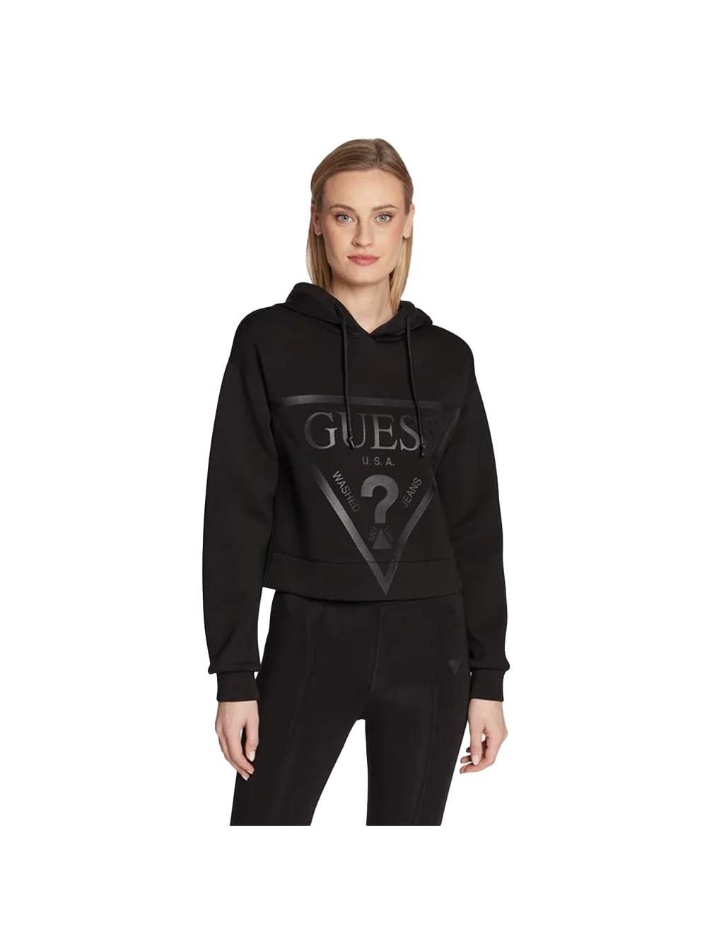 Kurzer Hoodie mit Logoprint