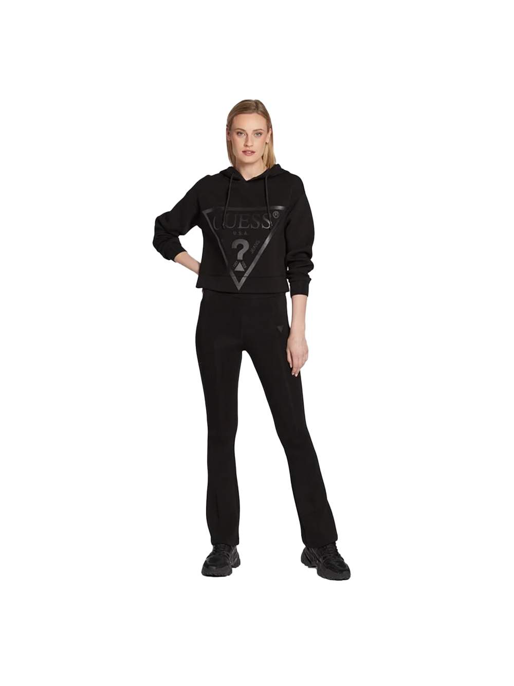 Kurzer Hoodie mit Logoprint