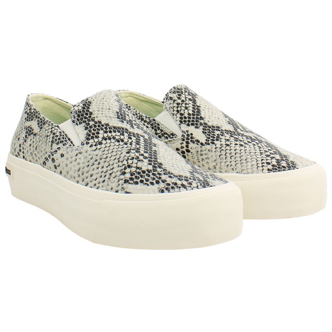 Slip-On-Sneaker mit Schlangenmuster und Plateau